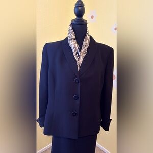 Suit Studio 2-piece Black Skirt Suit with Scarf.